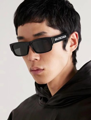 Balenciaga Logo Square Sunglasses Black