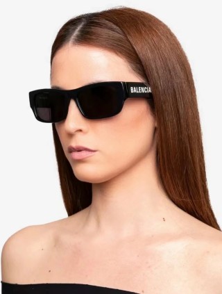Balenciaga Logo Square Sunglasses Black view 2