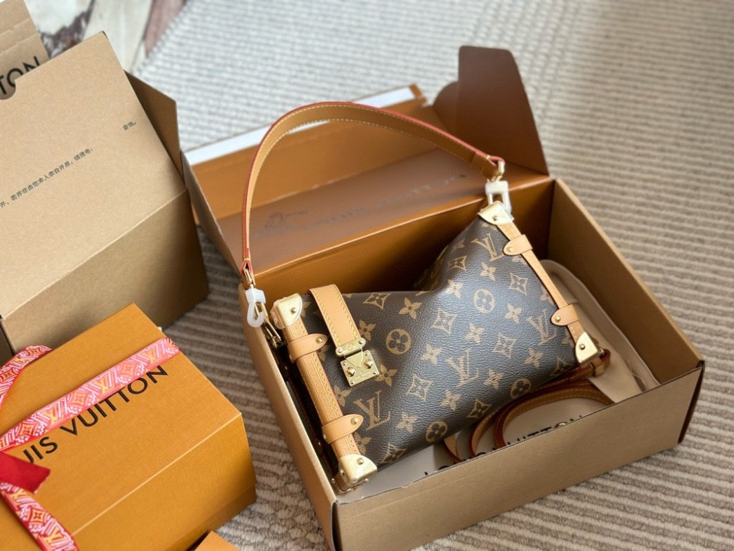 Louis Vuitton Trunk Monogram Canvas Shoulder Bag Brown
