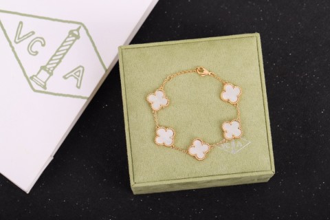 Van Cleef & Arpels Vintage Alhambra Gold Mother-of-Pearl Bracelet view 2
