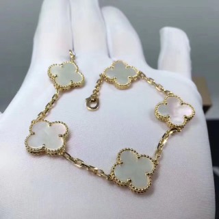 Van Cleef & Arpels Vintage Alhambra Gold Mother-of-Pearl Bracelet view 8