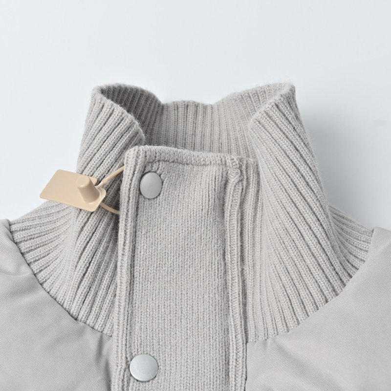 Thom Browne Knit Patchwork Down Jacket Cream view