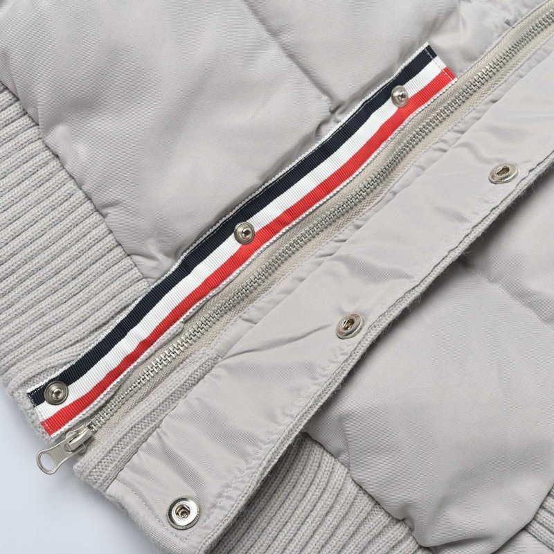 Thom Browne Knit Patchwork Down Jacket Cream view
