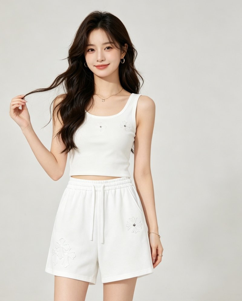 White Embroidered Daisy Shorts