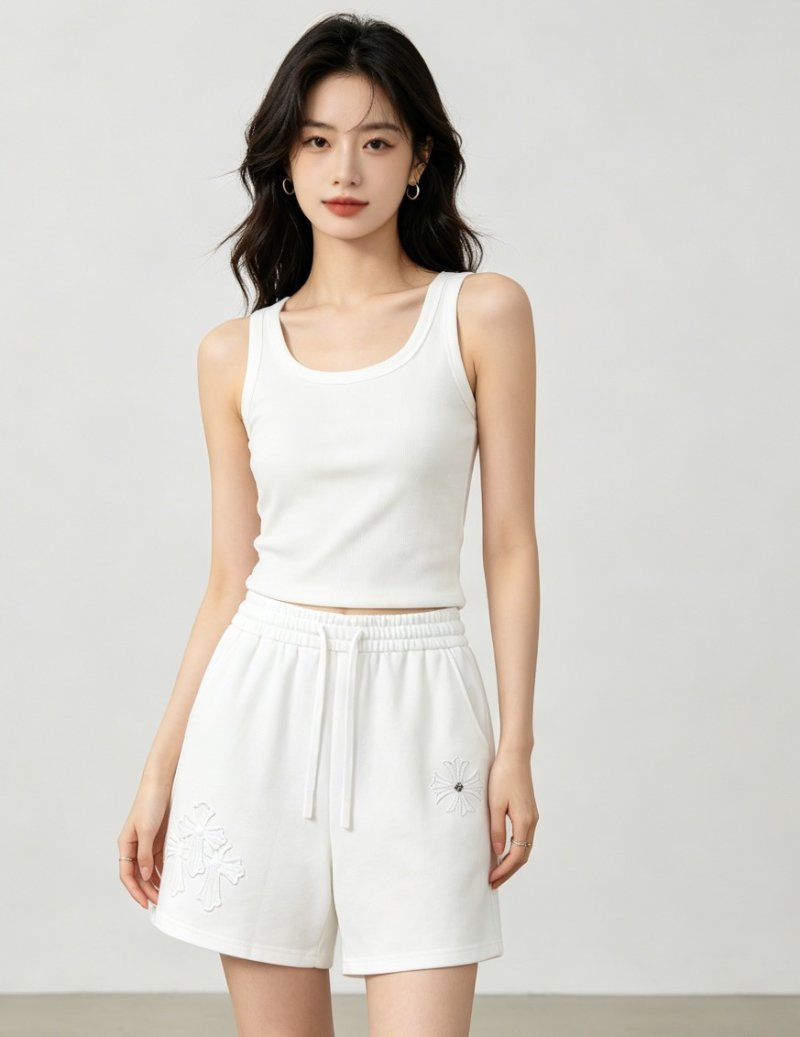 White Embroidered Daisy Shorts view