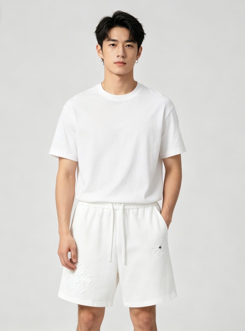 White Embroidered Daisy Shorts view