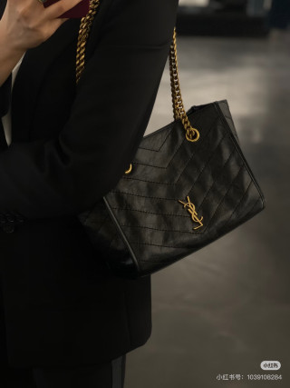YSL Niki Small Quilted Tote Bag Black view 2