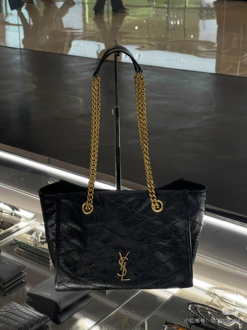 YSL Niki Small Quilted Tote Bag Black view