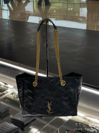 YSL Niki Small Quilted Tote Bag Black view 3