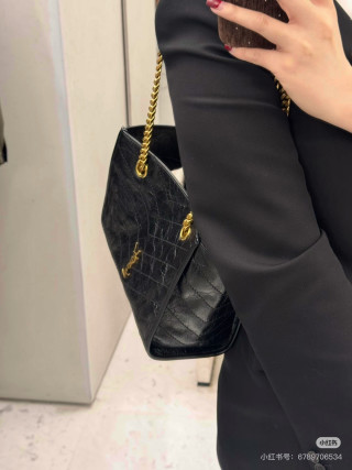 YSL Niki Small Quilted Tote Bag Black view 5
