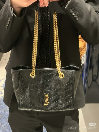 YSL Niki Small Quilted Tote Bag Black view 6
