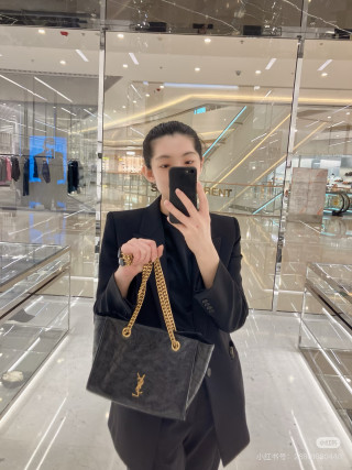 YSL Niki Small Quilted Tote Bag Black view 8