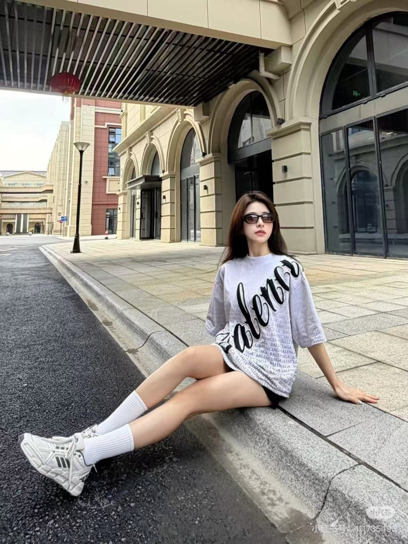 Balenciaga Allover Logo Print White T-Shirt view
