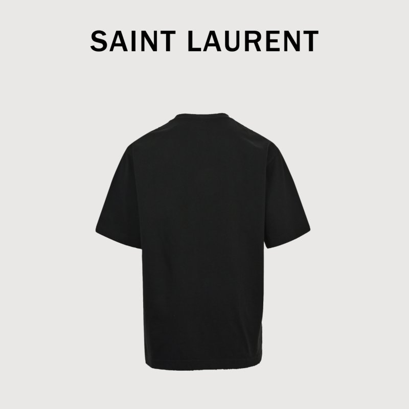 Saint Laurent Distressed Rhinestone Logo T-Shirt White view