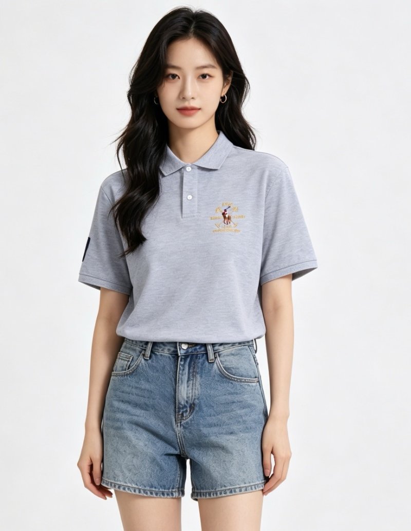 Polo Ralph Lauren Women's Grey Embroidered Polo Shirt