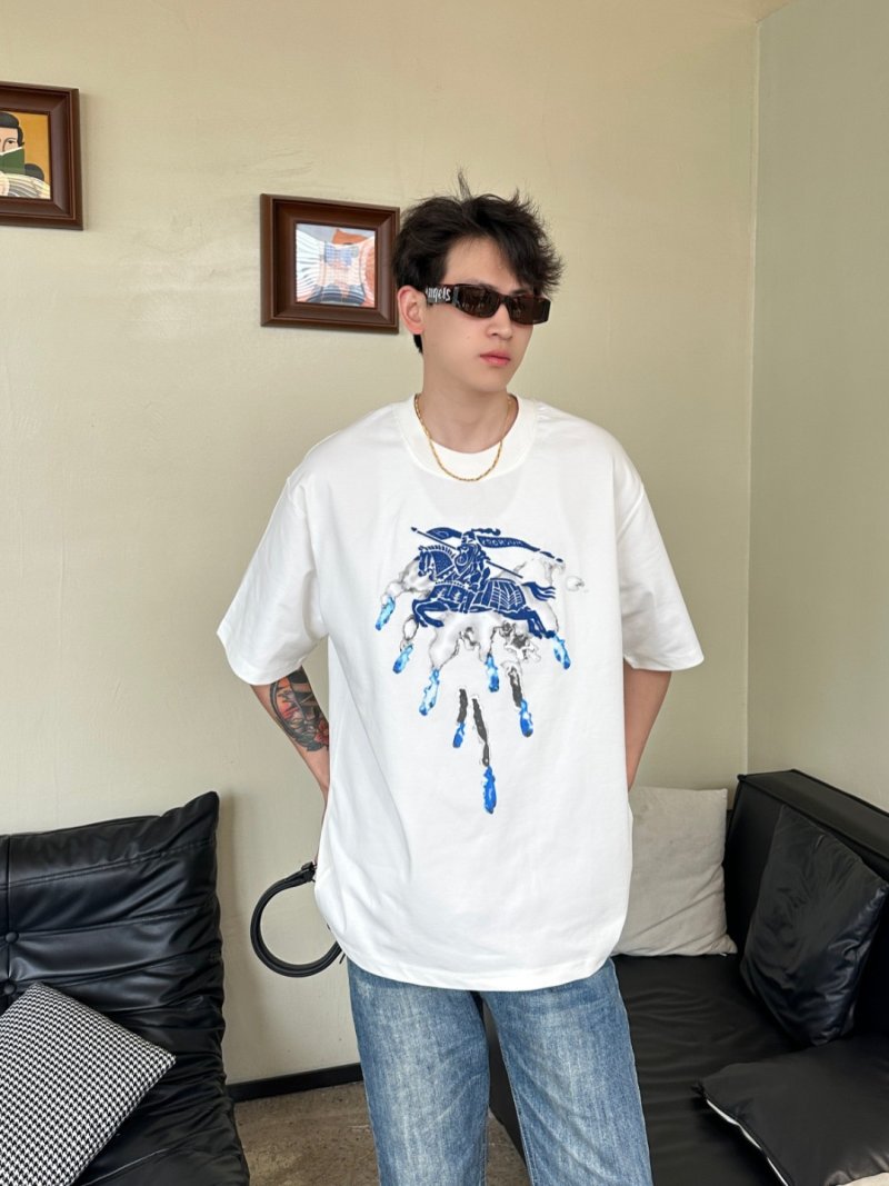 Burberry White Blue Graphic Equestrian T-Shirt view