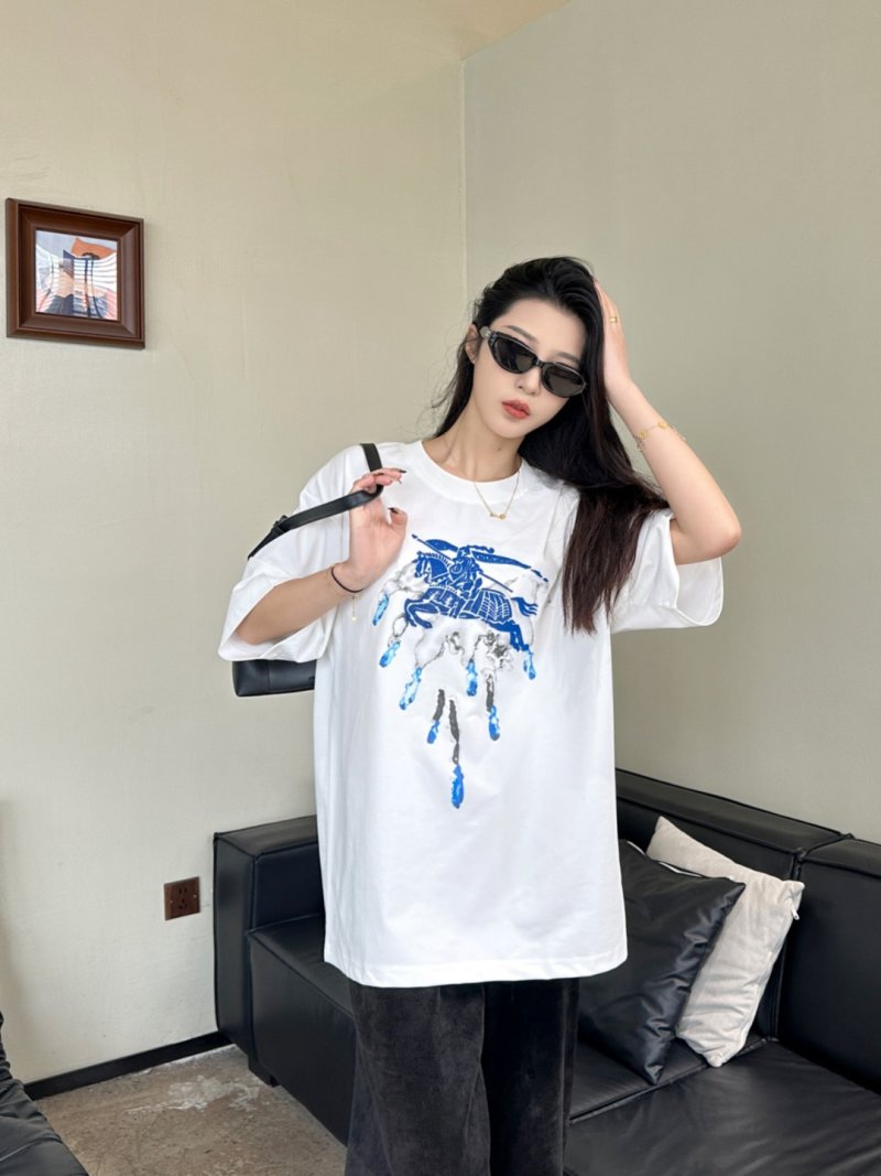 Burberry White Blue Graphic Equestrian T-Shirt view