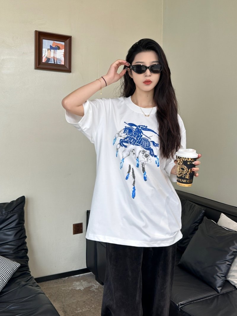 Burberry White Blue Graphic Equestrian T-Shirt view