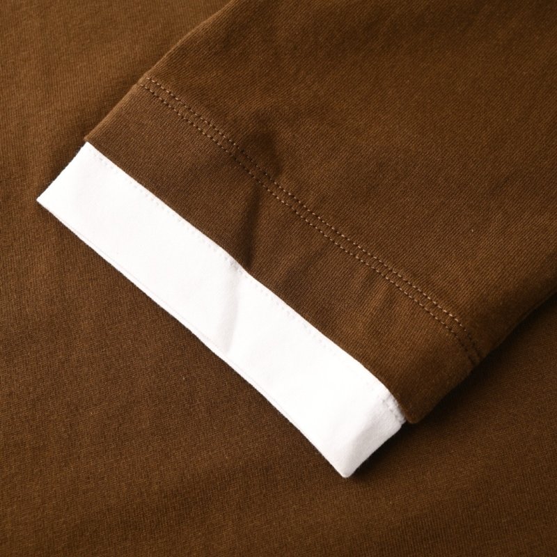Brown Long Sleeve Crewneck T-Shirt with Contrast Trim view