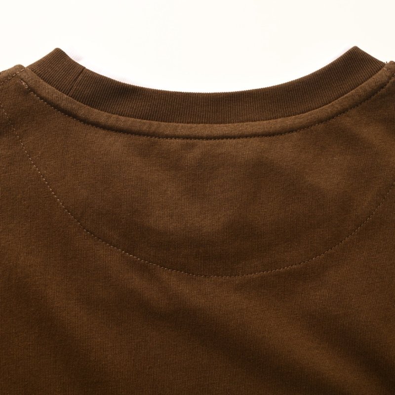 Brown Long Sleeve Crewneck T-Shirt with Contrast Trim view