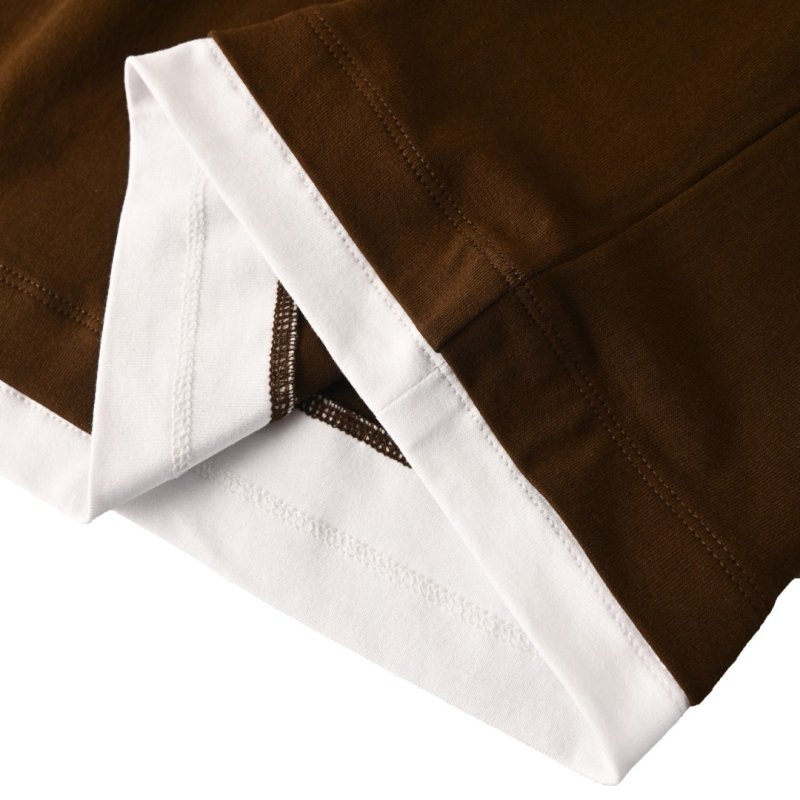 Brown Long Sleeve Crewneck T-Shirt with Contrast Trim view