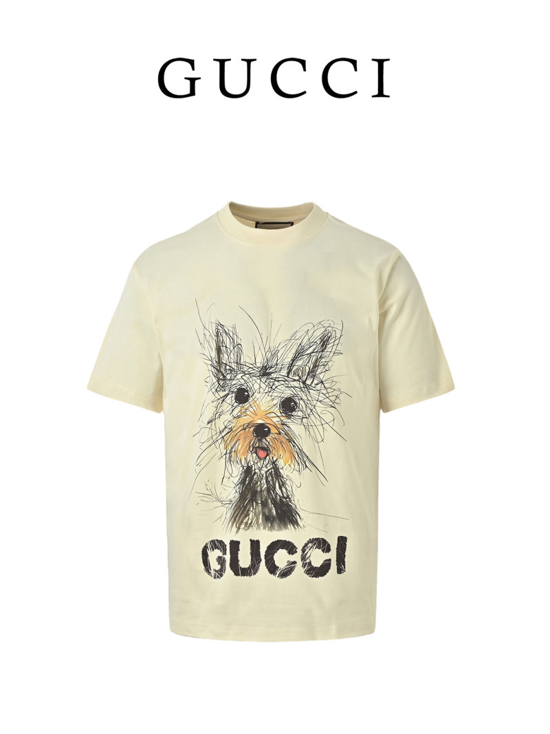 Cream Sketch Terrier Dog Graphic T-Shirt view