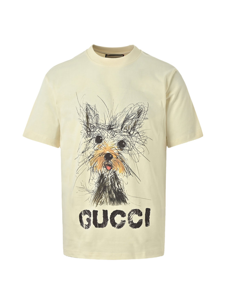Cream Sketch Terrier Dog Graphic T-Shirt view