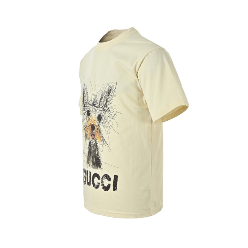 Cream Sketch Terrier Dog Graphic T-Shirt view