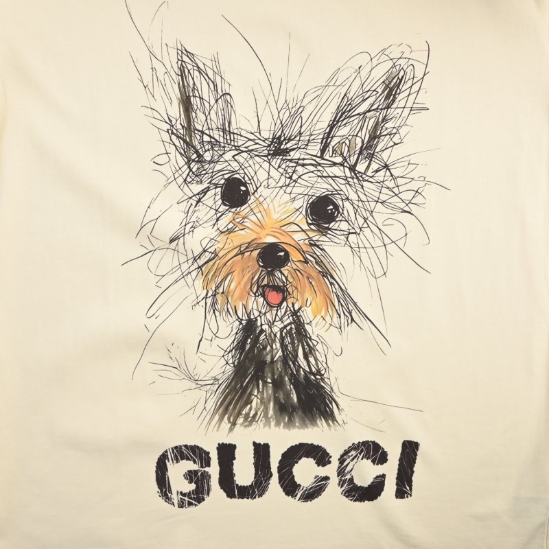 Cream Sketch Terrier Dog Graphic T-Shirt view