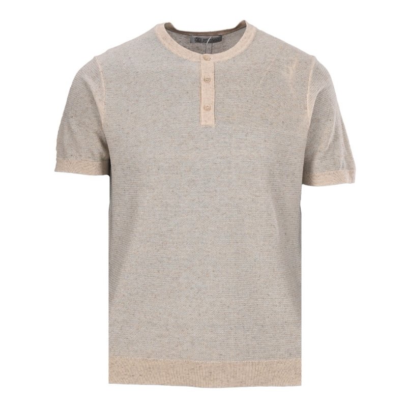 Cream Henley Short Sleeve T-Shirt view