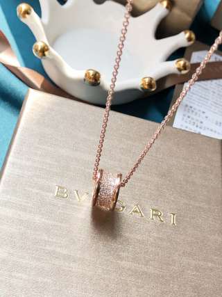 Bvlgari 18K Gold Plated Diamond Cylinder Spiral Necklace view 8