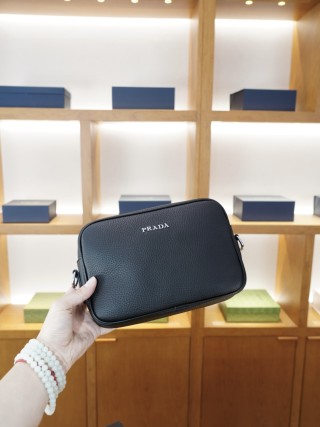 Prada Black Leather Crossbody Shoulder Bag view 2
