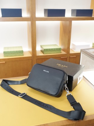 Prada Black Leather Crossbody Shoulder Bag view 4