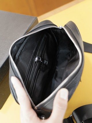 Prada Black Leather Crossbody Shoulder Bag view 9