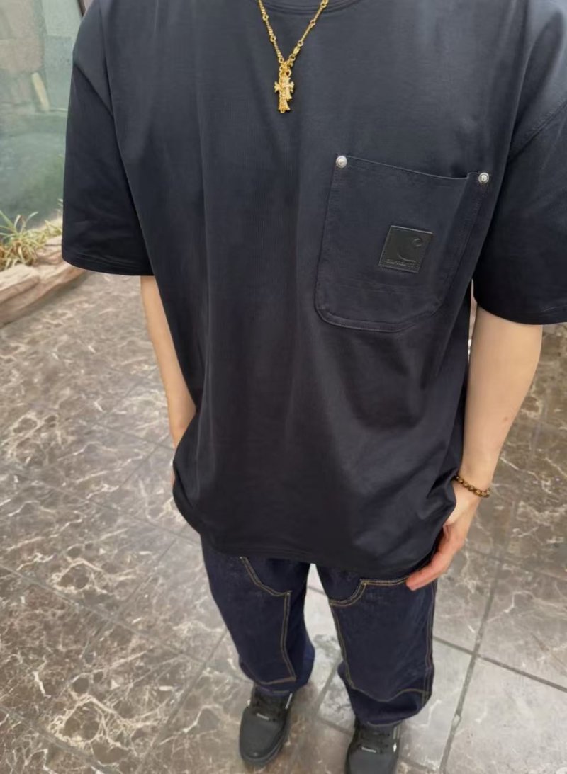 Black Pocket Crew Neck Short Sleeve T-Shirt view