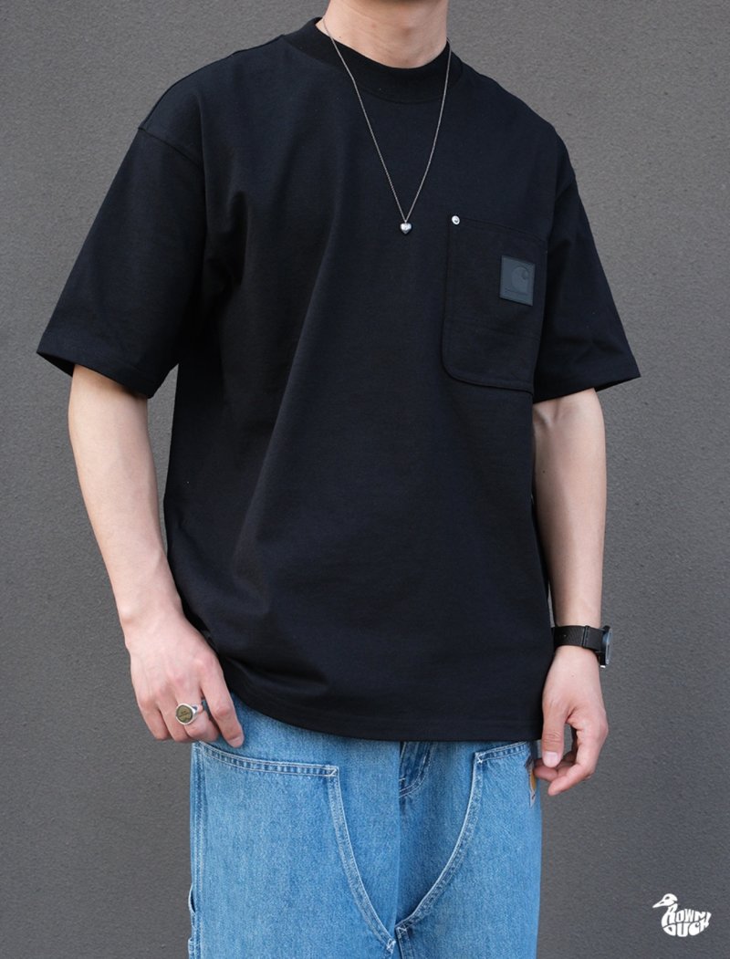 Black Pocket Crew Neck Short Sleeve T-Shirt view