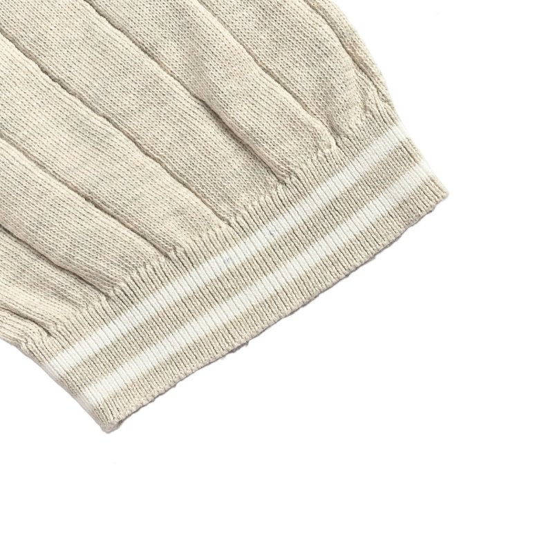Cream Pinstripe Short Sleeve T-Shirt with Ribbed Trim view