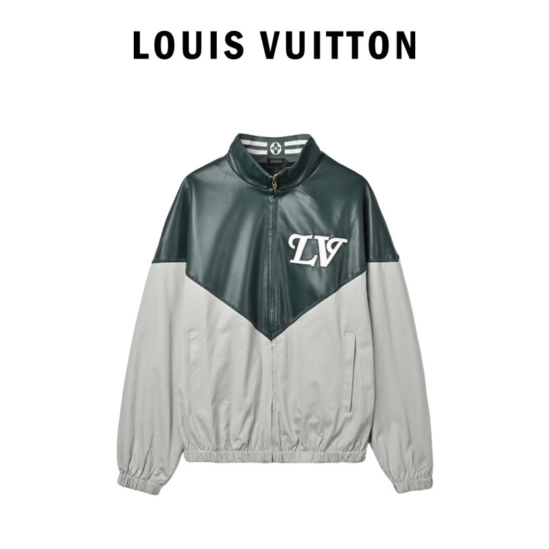 Black & Cream Color-Block Windbreaker Jacket view
