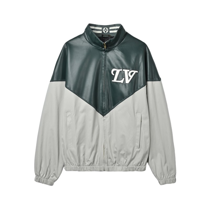 Black & Cream Color-Block Windbreaker Jacket view