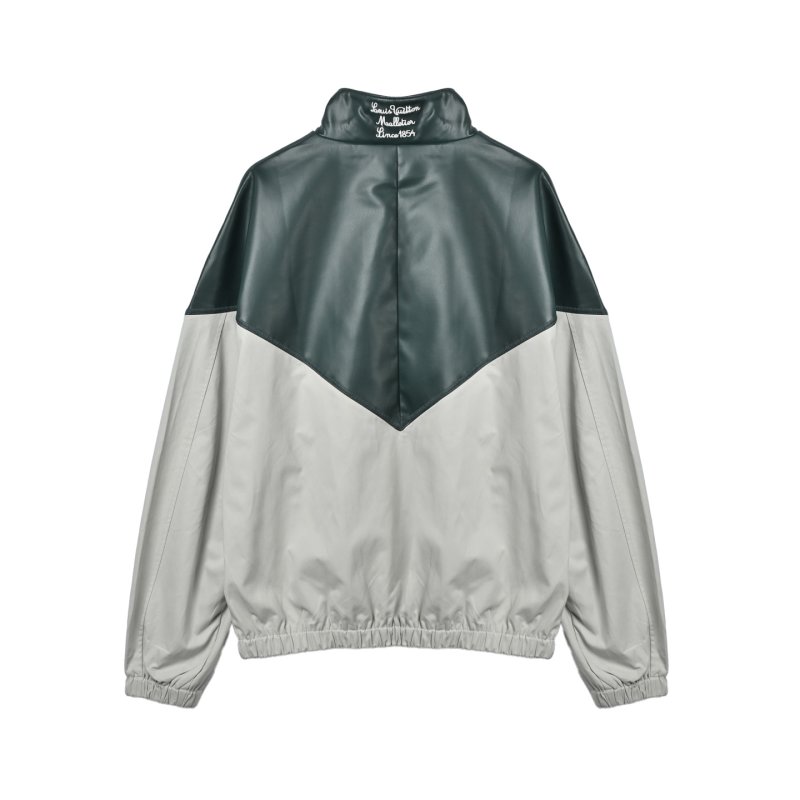 Black & Cream Color-Block Windbreaker Jacket view