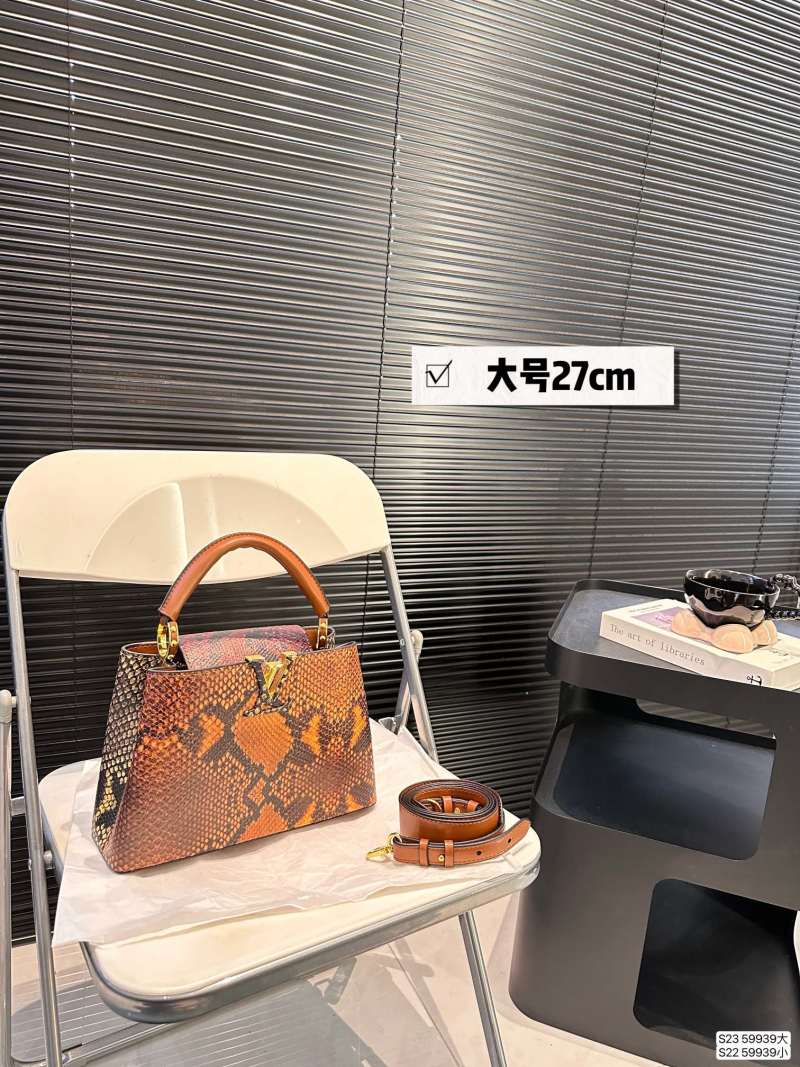 Louis Vuitton Capucines Python Orange Handbag 27cm