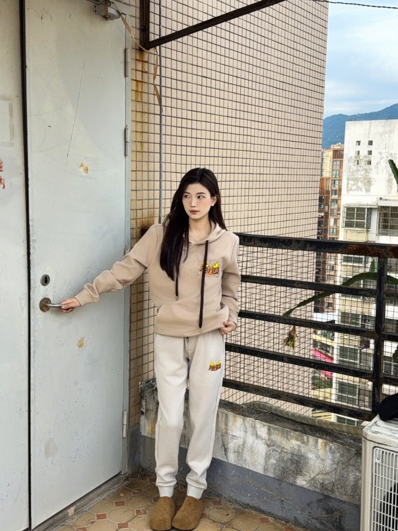 Fendi Cream Joggers with Logo Print view