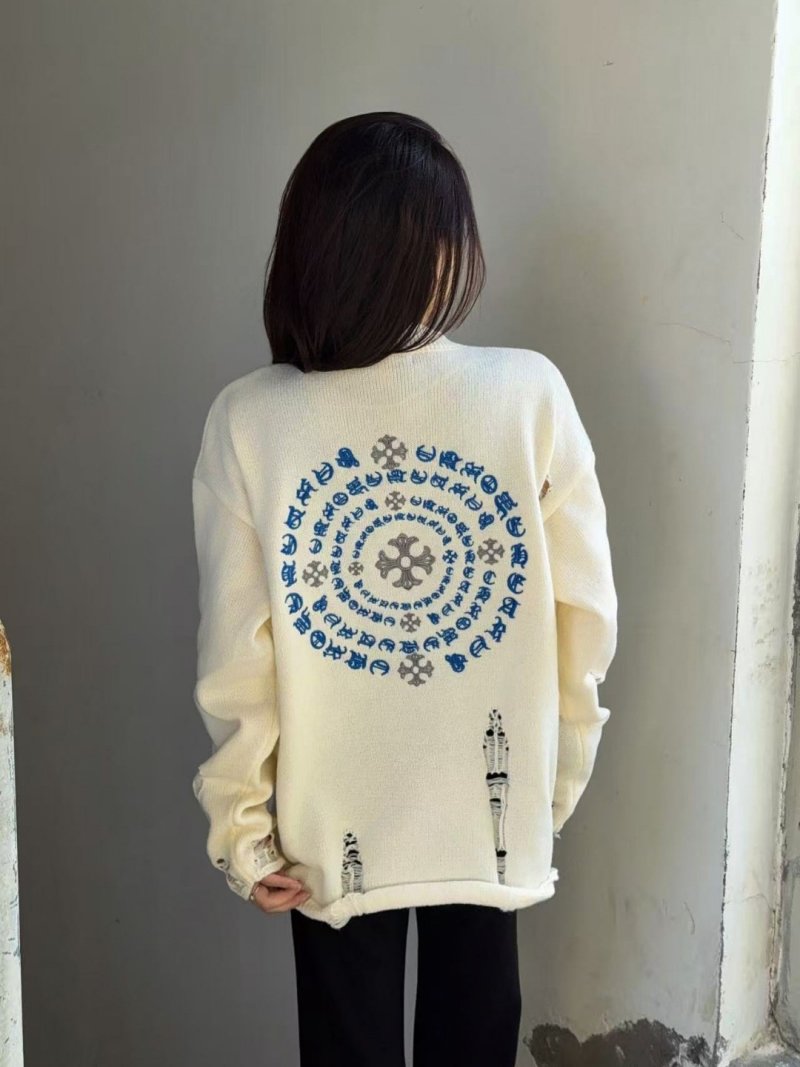 Chrome Hearts Cream Wool Blend Sweater with Circular Logo Print