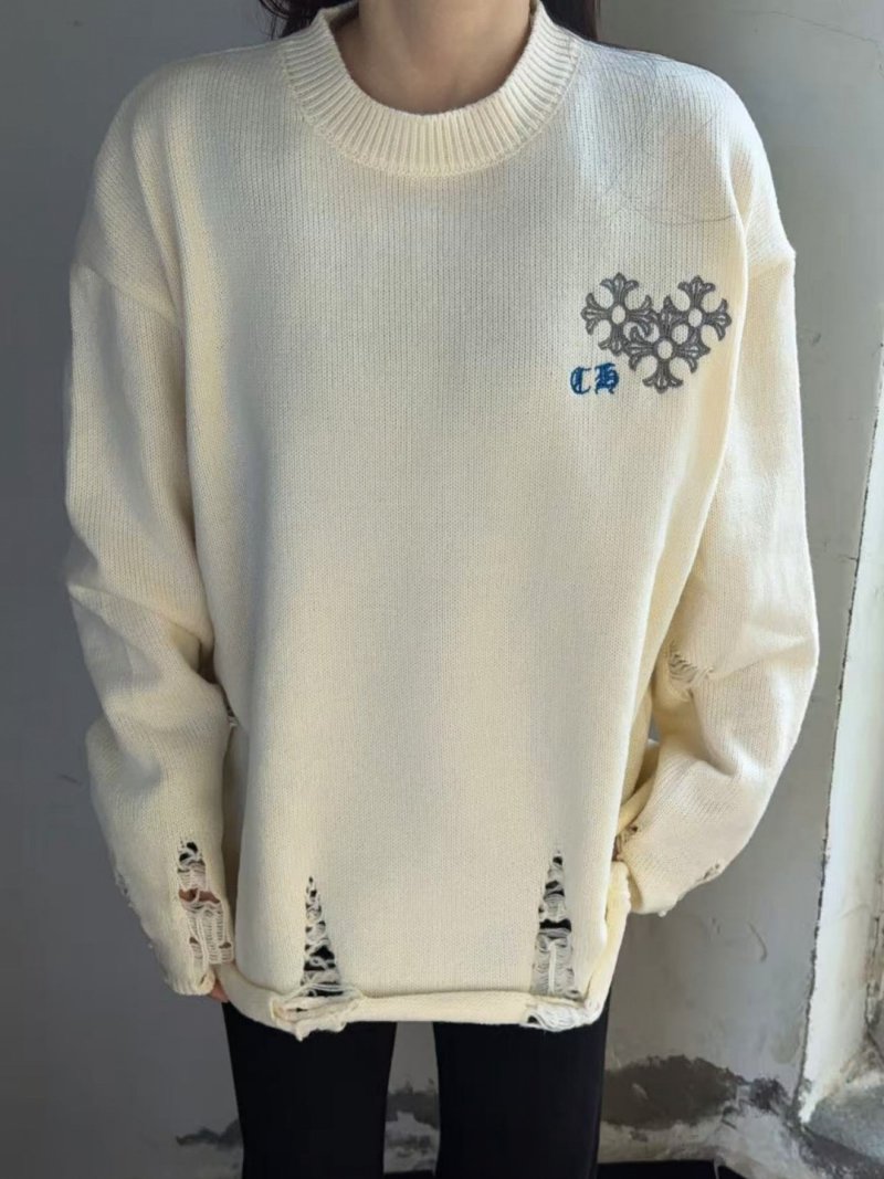 Chrome Hearts Cream Wool Blend Sweater with Circular Logo Print view