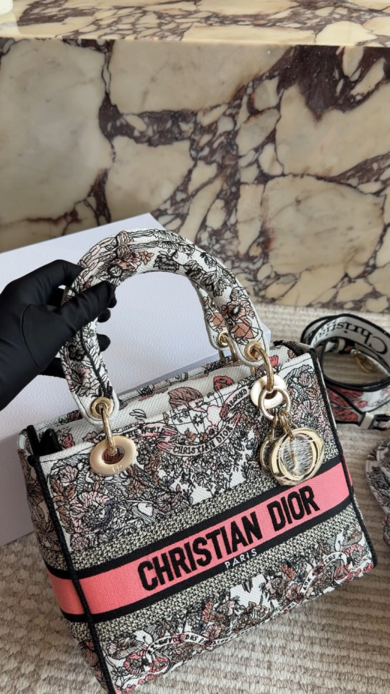 Christian Dior Lady Dior Toile de Jouy Embroidered Handbag