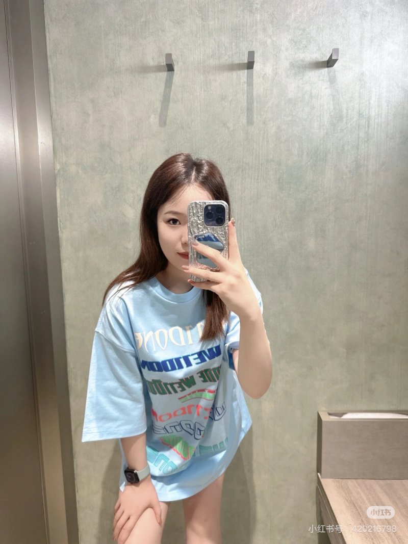 WE11DONE Oversized Graphic T-Shirt Light Blue view
