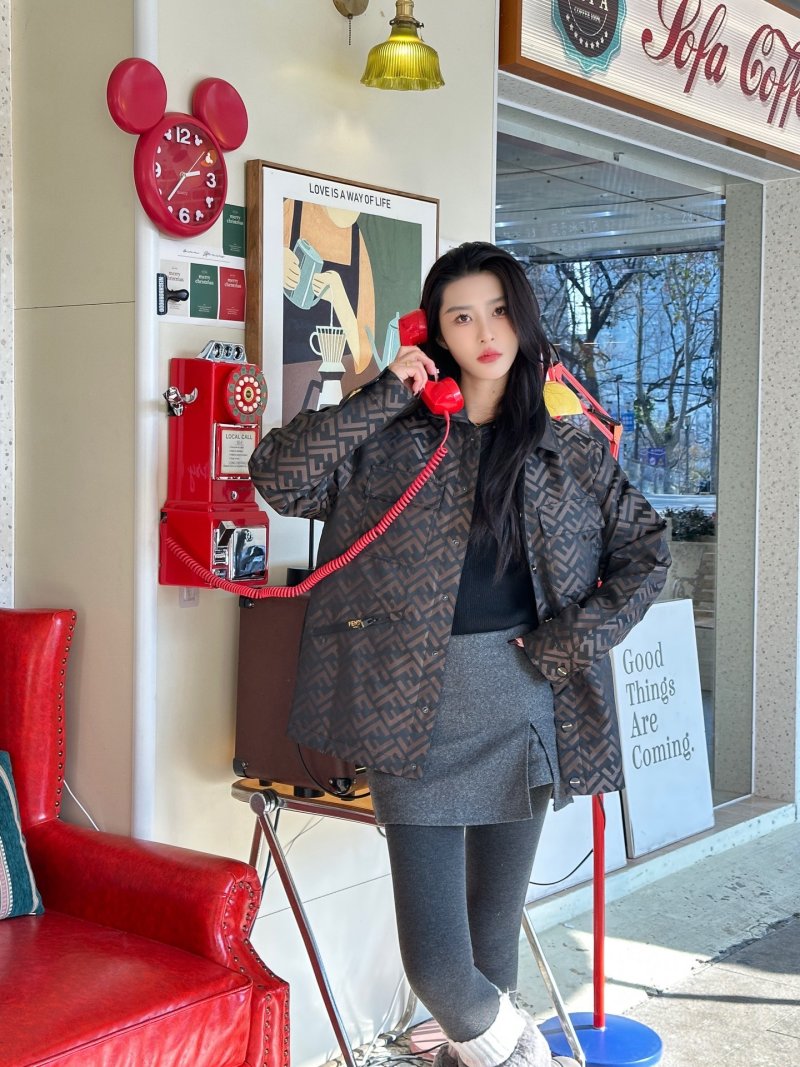 Fendi FF Monogram Down Jacket Black view