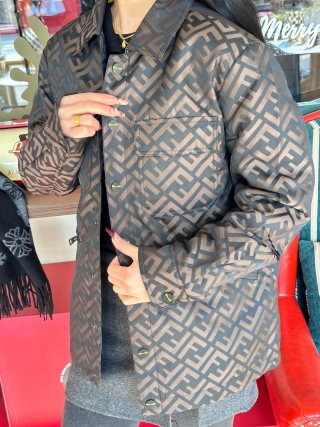 Fendi Monogram Quilted Jacket Brown view 9