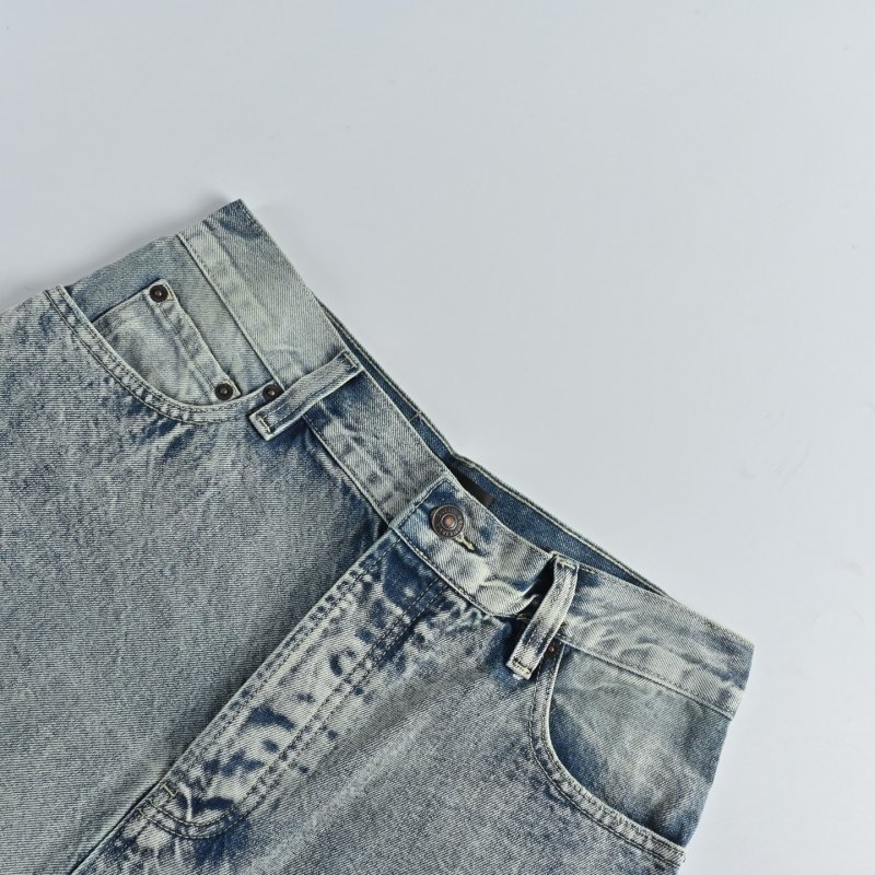 Light Blue Straight Leg Denim Jeans view