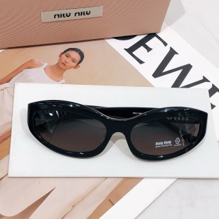 Miu Miu SMU 108Z Black Oval Sunglasses view 4
